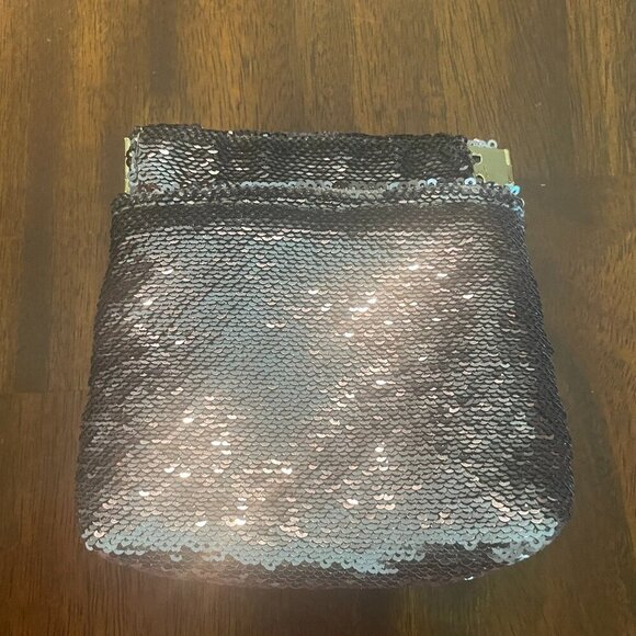 Anthropologie Purple Sequin Hand/Coin Purse 5" x 4" evening - Picture 1 of 5